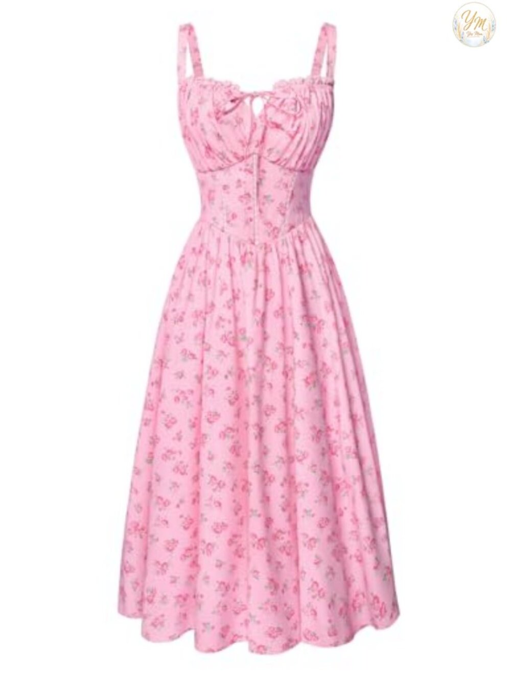 Floral Corset Dress Milkmaid Sundress Smocked Midi Cottagecore